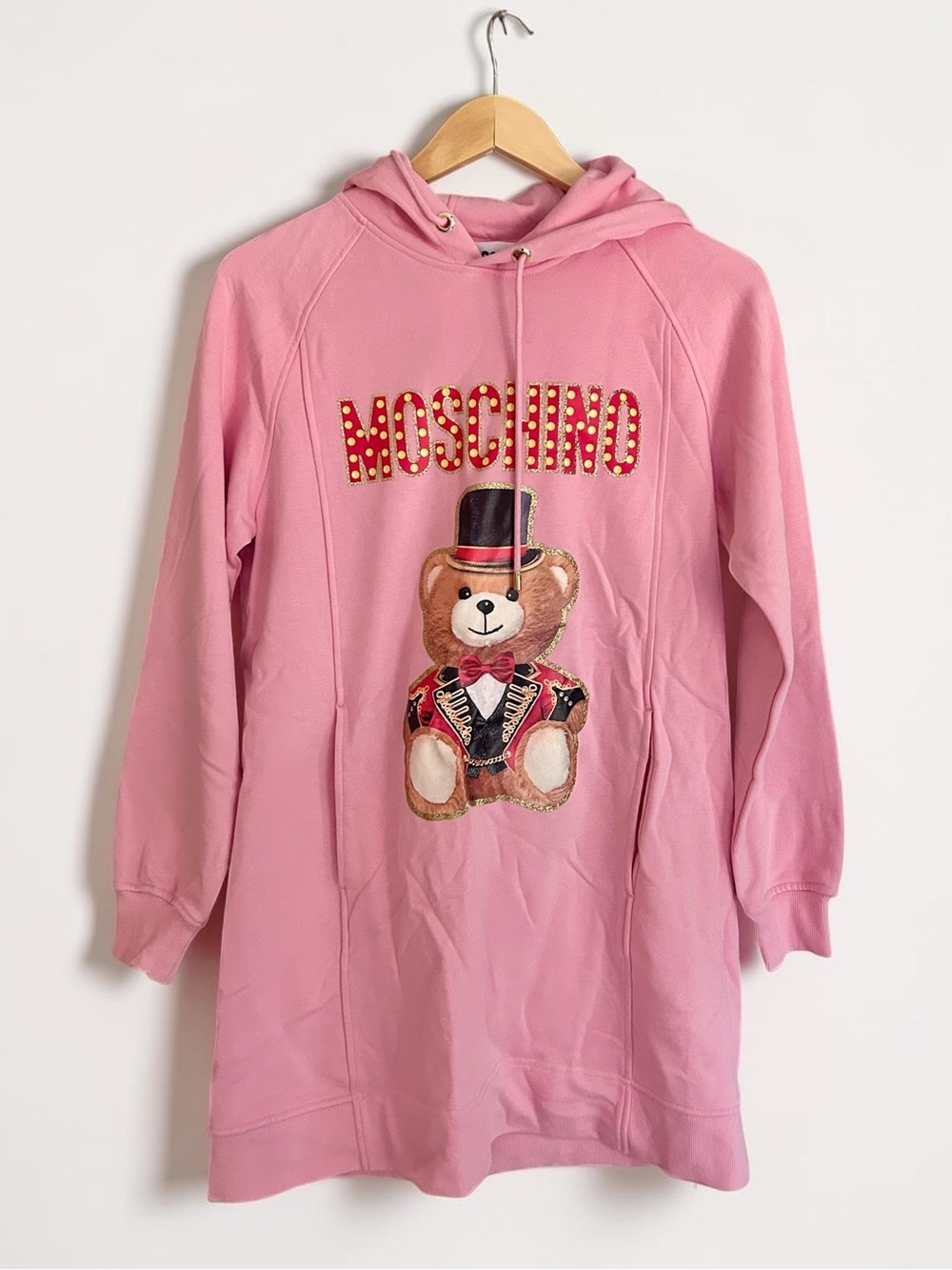 Moschino Couture Circus Teddy Bear Embroidered Hoodie Dress Cotton Sz 2